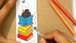 🎨 Girl Bookmark Drawing / A Bookmark of a Girl Who Loves Books 📖