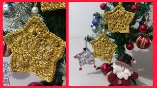 Estrela de croche para decorar a árvore de natal | Fácil de fazer #crochet #decoration #natal 