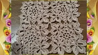 Квадратный мотив крючком.МК для начинающих.Square crochet motif.MK for beginners