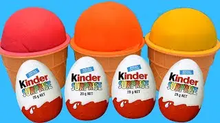 3 Colors Play Doh Ice Cream Cups Pj Masks LOL Surprise Toys Kinder Surprise Eggs
