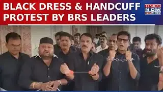 Telangana: BRS Leaders Hold Handcuff Protest Over Arrest Of Farmers, Target Congress Government