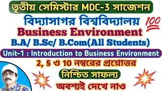 Vidyasagar University 3rd Sem MDC Business Environment Suggestion // 3rd Sem Business Environment