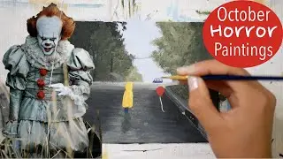 Art challenge #3 / Scary Acrylic Painting / It Movie / Step by Step Tutorial