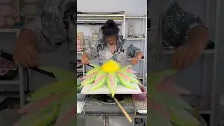 Round flower art cotton candy