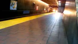 Subway pulling in at Charles Center