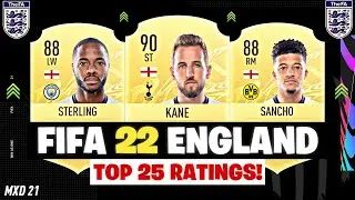 FIFA 22 | ENGLAND TOP 25 PLAYER RATINGS PREDICTIONS! FT. KANE, STERLING (FIFA 22 RATINGS)