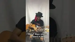 Bass F Major scale + chord G A Bb #improvise  #guitar