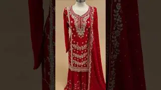 Red bridal palazzo suit design heavy embroidery work #wedding Occasions #shorts #video