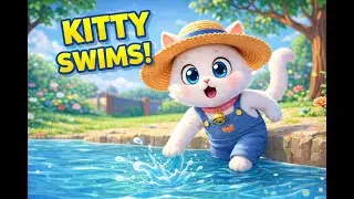 KITTY MIMI LEARNS TO SWIM 🐱🏊&zwj;♂️  CUTE CAT SONG FOR KIDS #cat #kidssong #childrenmusic