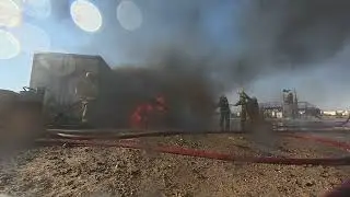 Black smoke firefighting operations.