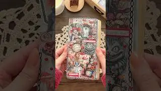 |ASMR| Alice in Wonderland Journal 🃏&hearts;️🖤&clubs;️ #journaling #scrapbook #short #asmr