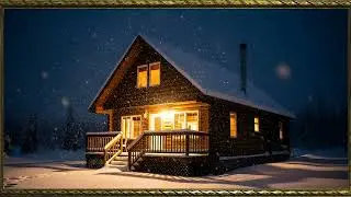 4K TV art, Galley Frame winter season .Calm Winter Home, Vintage Oil Painting