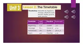 وحدة ثالثة درس ثاني The Timetable انجليزي صف ثامن ليبيا مع ابلة حوا