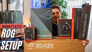 FULLOS Asus ROG gaming setup - monitor, eg&eacute;r, billentyűzet, eg&eacute;rpad, ROG NUC...