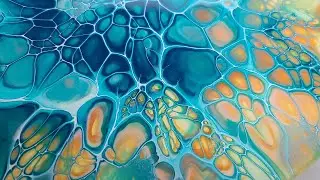 85. Teal, Turquoise, Azo Gold SheleeArt Bloom - Acrylic Pouring - Bloom Technique - Fluid Art