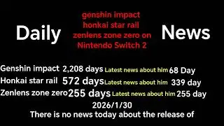 Daily genshin impact honkai star rail zenlens zone zero on Nintendo Switch 2 - 65day