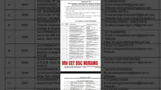 Maharashtra Cet Bsc Nursing Government College List 2025 #mhcetcell #bscnursing #maharashtra