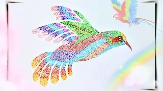 DRAW a Colourful Bird Using ONLY Dots | Easy to draw bird 🐦
