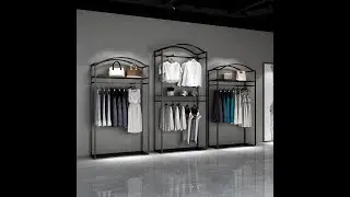 Clothing store display stand double hangers men and women clothing store shelves