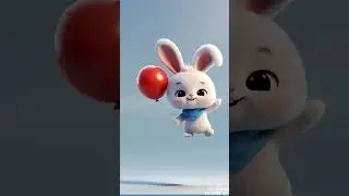 🎈 Cute Bunny's Wild Balloon Ride! 😂🐇 #ai #art #cartoon #cartoonshorts #animation