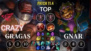 RW Crazy Gragas vs Gnar Top - KR Patch 11.4