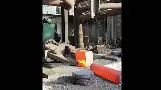 Massive 10,000-Ton Hydraulic Press Forging Red Hot Steel!