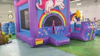 Inflatable unicorn castle slide