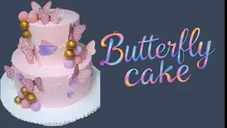 Chocolate flavour #cake two step#butterfly design#cake #customer order#birthdaycake #youtube #viral 