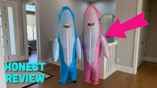 Double the Fun 🦈 2-Pack Inflatable Shark Costume Test