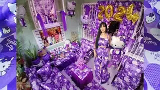OUR HELLO KITTY VIOLET/PURPLE CURTAINS AND DECORS FULL HOUSE TOUR 2024💜💜💜🙏