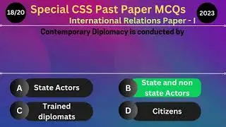 International Relations Paper I CSS 2023 MCQs with Answers | Special Guide for CSS Aspirants