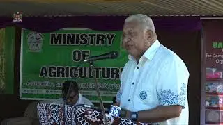 Fijian Prime Minister hands over new rice harvester to farmers in Vunivau, Bua.