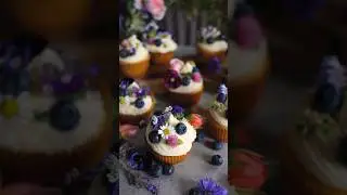 Lemon Blueberry Whipped Cream Filled Fairy Cakes 🧁 #fairy #cottagecore #fromscratch #shorts