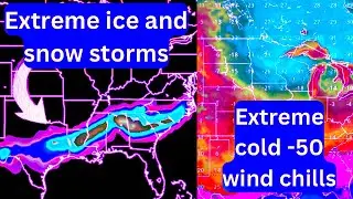 Huge winter storm with snow, ice, & an arctic blast with extreme cold Jan 23rd - 25th North America