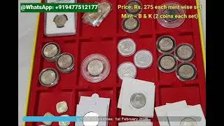 Rare and Scarce coins@SN_Numicoinotes 1 Rupee 1954, 5 Rupees K Kamraj B mint reeded edge coin!!!