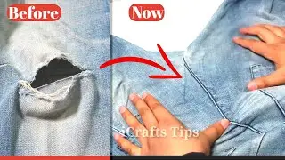 Diy jeans / How to repair a tear  jeans in one minute/magic repair /new tricks repair old jeans