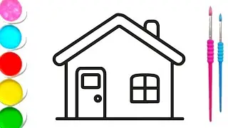 house drawing for kids with colour / house shape drawing / drawing for kids