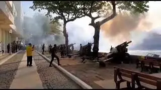 Salva de tiros de canh&atilde;o no Forte de Copacabana nos 200 anos da independ&ecirc;ncia do Brasil