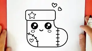 How to Draw a Cute Christmas Stocking | Easy Kawaii Drawing