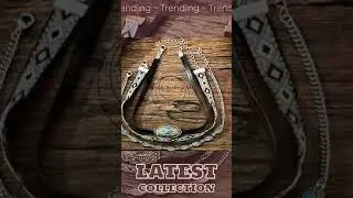 Turquoise Concho Fabric Choker Necklace in Boho Western Style - Gift-Ready Set