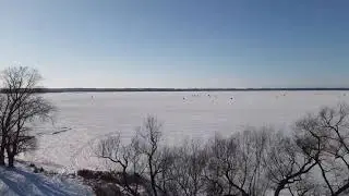 Family Ice Fishing at Lake Simcoe Feb 2021