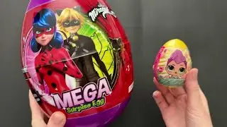 [ASMR] MEGA surprises egg or TINY surprise egg? |  Lady Bug Unboxing | Relaxing Sounds