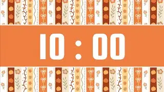 10-Minute Timer | With Acoustic Guitar Music & Alarm Bell | Soft Cottagecore Fall Stripes Theme 🍂 🎃