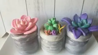 Macetitas de suculentas modeladas con porcelana fria, reciclando frascos