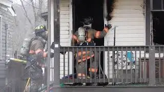 Wheeling, WV Firefighters working at a house fire on Baker Street