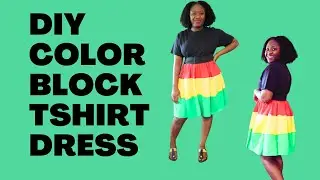 DIY Junteenth Color block Tshirt Dress