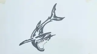 How to draw shark tribal tattoo