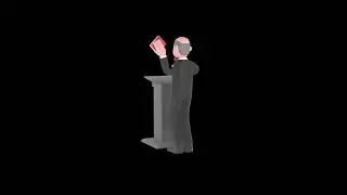 3D Cartoon Male Judge Character Turntable | Firm Pose at Podium with Gavel & Law Book