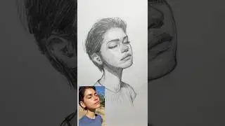 Drawing a face looking up in close up 3/4 view using the loomis method✍️ #draw #pencildrawing