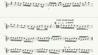 Bayati Saz Semaisi (İbrahim Al Aryan) Nota Eşliğinde (Ahenk: Kız Neyi)